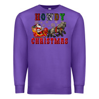 Purple howdy christmas with santa riding his sleighs Premium Sweatshirt - CowGirlArtShop