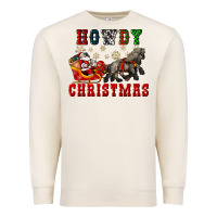 Sandshell howdy christmas with santa riding his sleighs Premium Sweatshirt - CowGirlArtShop