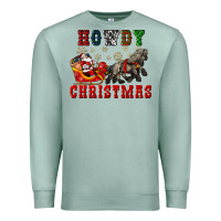 Seafoam howdy christmas with santa riding his sleighs Premium Sweatshirt - CowGirlArtShop
