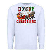 White howdy christmas with santa riding his sleighs Premium Sweatshirt - CowGirlArtShop