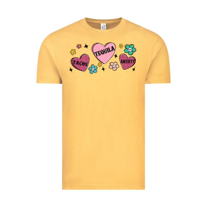 Tacos Tequila Anxiety Vintage Tee by MaliasSmallBusiness | Teevron