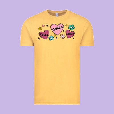 Tacos Tequila Anxiety Vintage Tee Designed By Maliassmallbusiness