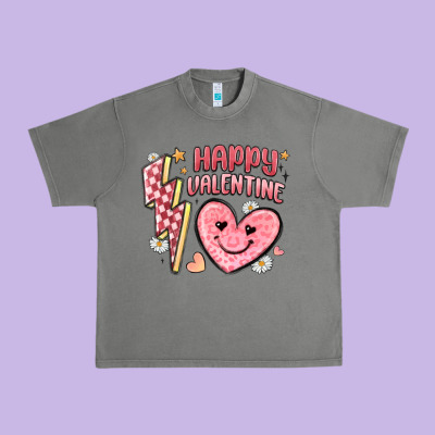 Happy Valentine Heart Urban Heavy Tee Designed By Maliassmallbusiness
