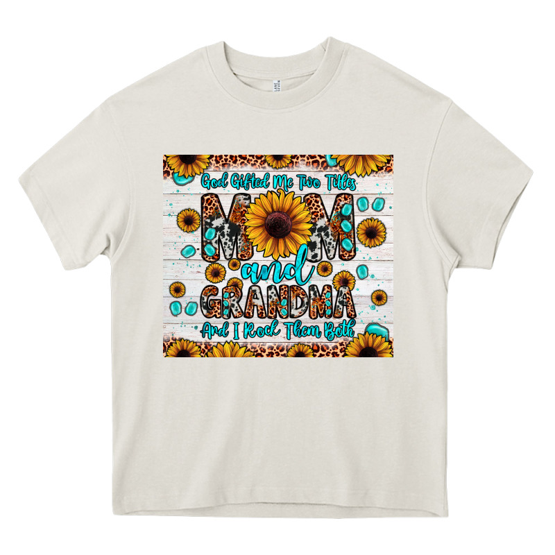 God Gifted Me Two Titles Mom And Grandma And I Rock Them Both Heavy Core Tee by JahusDesignShop | Teevron