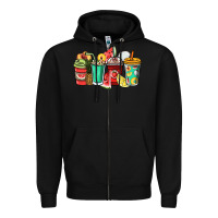 Black Fruits coffee cups Zipper Hoodie - NancyCooperArtShop