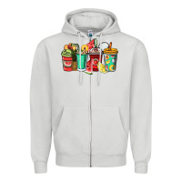 Dove Grey Fruits coffee cups Zipper Hoodie - NancyCooperArtShop