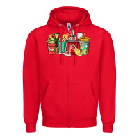 Red Fruits coffee cups Zipper Hoodie - NancyCooperArtShop