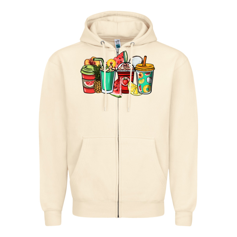 Fruits Coffee Cups Zipper Hoodie by NancyCooperArtShop | Teevron