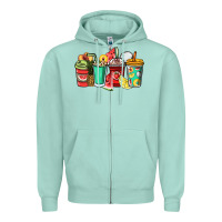 Seafoam Fruits coffee cups Zipper Hoodie - NancyCooperArtShop