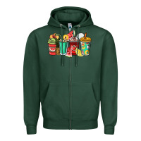 Sports Green Fruits coffee cups Zipper Hoodie - NancyCooperArtShop