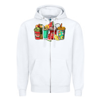 White Fruits coffee cups Zipper Hoodie - NancyCooperArtShop