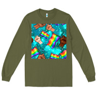 Army Green Pride lgbtq hands with flag seamless pattern Long Sleeve Tee - BundleAndBundleShop