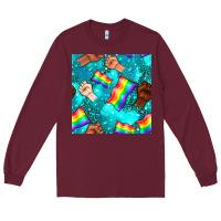Pride Lgbtq Hands With Flag Seamless Pattern Long Sleeve Tee | Teevron