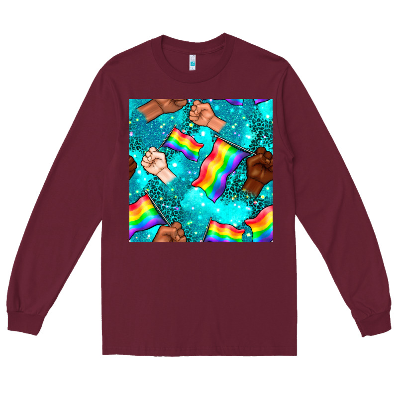 Pride Lgbtq Hands With Flag Seamless Pattern Long Sleeve Tee by BundleAndBundleShop | Teevron
