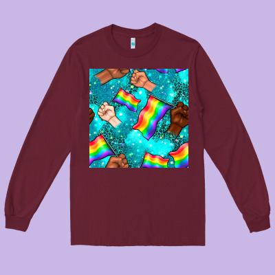 Pride Lgbtq Hands With Flag Seamless Pattern Long Sleeve Tee Designed By Bundleandbundleshop