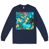 Navy Pride lgbtq hands with flag seamless pattern Long Sleeve Tee - BundleAndBundleShop