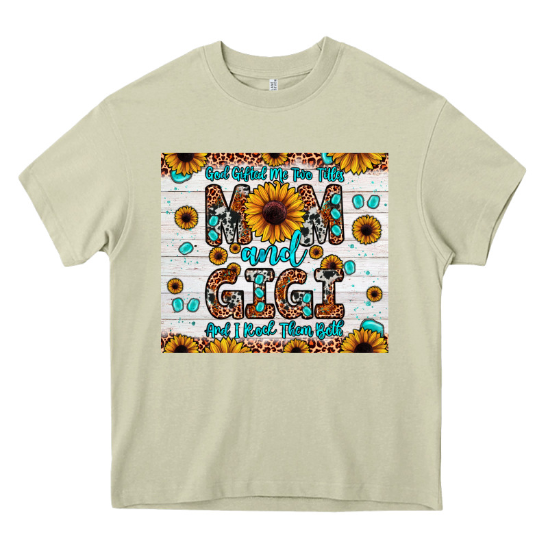 God Gifted Me Two Titles Mom And Gigi And I Rock Them Both Heavy Core Tee by JahusDesignShop | Teevron