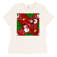 Bone christmas snowman and trees seamless pattern Ladies Tee - BundleAndBundleShop