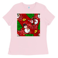 Christmas Snowman And Trees Seamless Pattern Ladies Tee | Teevron