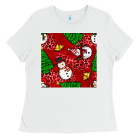 White christmas snowman and trees seamless pattern Ladies Tee - BundleAndBundleShop