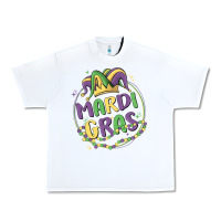 White mardi gras Urban Heavy Tee - MaliasSmallBusiness