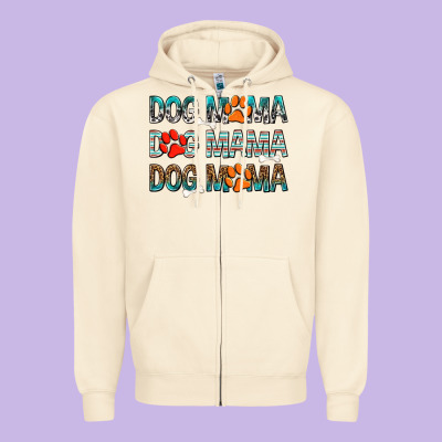 Dog Mama Dog Mama Dog Mama Zipper Hoodie Designed By Texasbilliewilder