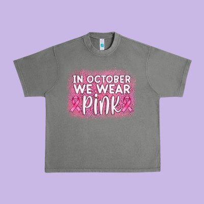 In October We Wear Pink Leopard Glitter Urban Heavy Tee Designed By Adodesignshop