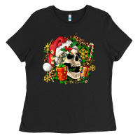 Black christmas skull and gift Ladies Tee - AdoDesignShop