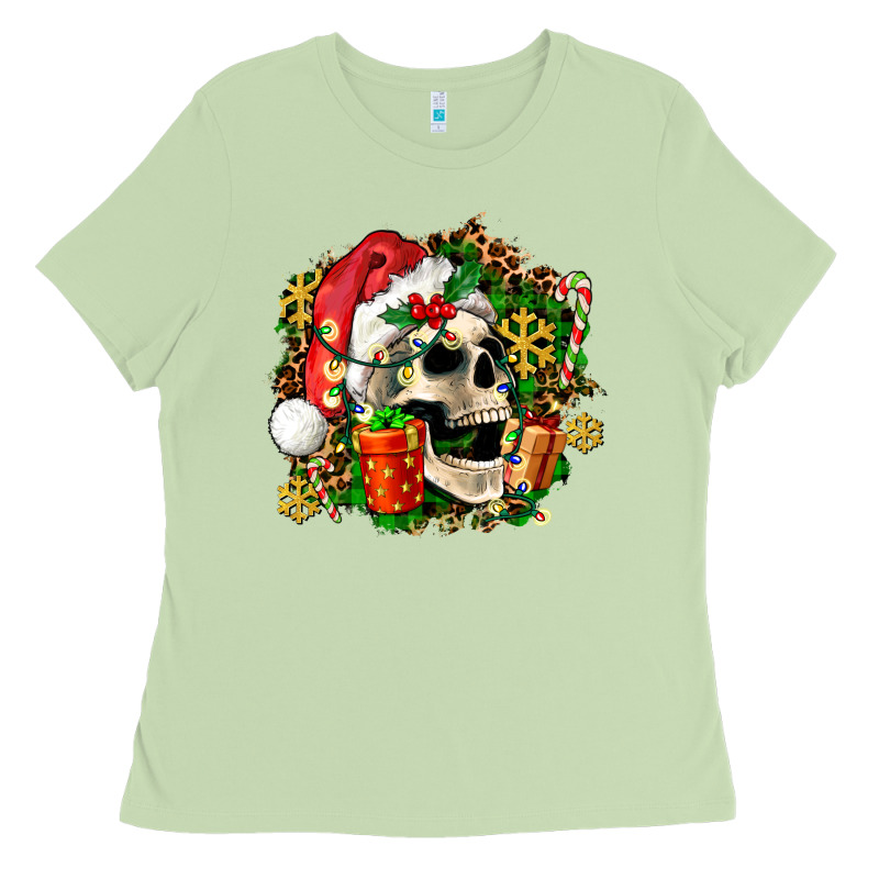 Christmas Skull And Gift Ladies Tee by AdoDesignShop | Teevron