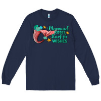 Navy mermaid kisses starfish wishes Long Sleeve Tee - JahusDesignShop