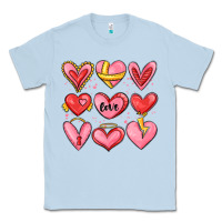 Dusty Blue sketch hearts Classic Tee - MaliasSmallBusiness