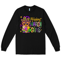 Black Happy Mardi Gras With Gnome Long Sleeve Tee - BundleAndBundleShop