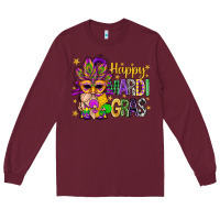 Burgundy Happy Mardi Gras With Gnome Long Sleeve Tee - BundleAndBundleShop