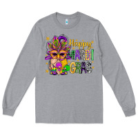 Heather Grey Happy Mardi Gras With Gnome Long Sleeve Tee - BundleAndBundleShop
