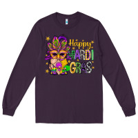 Plum Happy Mardi Gras With Gnome Long Sleeve Tee - BundleAndBundleShop