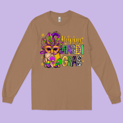 Happy Mardi Gras With Gnome Long Sleeve Tee Designed By Bundleandbundleshop