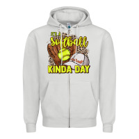 Dove Grey It's a Softball kinda day leopard Zipper Hoodie - NancyCooperArtShop