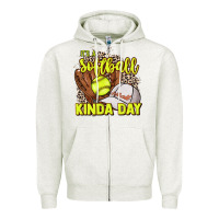 Oatmeal Heather It's a Softball kinda day leopard Zipper Hoodie - NancyCooperArtShop
