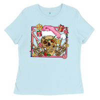 Baby Blue pink christmas skeleton Ladies Tee - AdoDesignShop