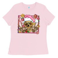 Bubblegum Pink pink christmas skeleton Ladies Tee - AdoDesignShop