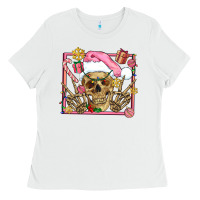 White pink christmas skeleton Ladies Tee - AdoDesignShop