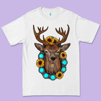 Deer Gemstone Sunflower Premium Tee Designed By Jahusdesignshop