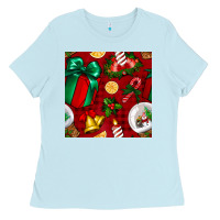 Baby Blue christmas snow globe seamless pattern Ladies Tee - BundleAndBundleShop