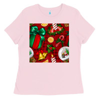 Bubblegum Pink christmas snow globe seamless pattern Ladies Tee - BundleAndBundleShop