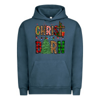 Pigment Midnight Navy christ is born Urban Hoodie - FaDigitalArtStudio