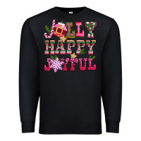 Black jolly happy joyful pink christmas Premium Sweatshirt - CowGirlArtShop