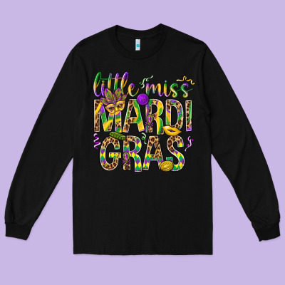 Little Miss Mardi Gras Long Sleeve Tee Designed By Bundleandbundleshop