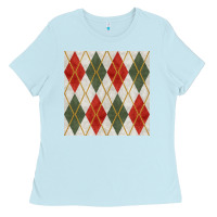 Baby Blue christmas diamond plaid seamless pattern Ladies Tee - BundleAndBundleShop