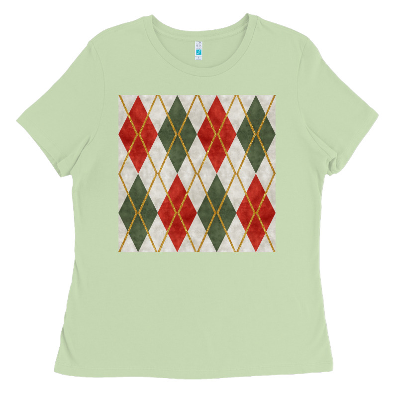 Christmas Diamond Plaid Seamless Pattern Ladies Tee by BundleAndBundleShop | Teevron