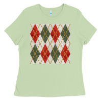 Matcha christmas diamond plaid seamless pattern Ladies Tee - BundleAndBundleShop